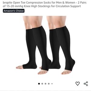 Black Open Toe Compression Socks for Men & Women XL